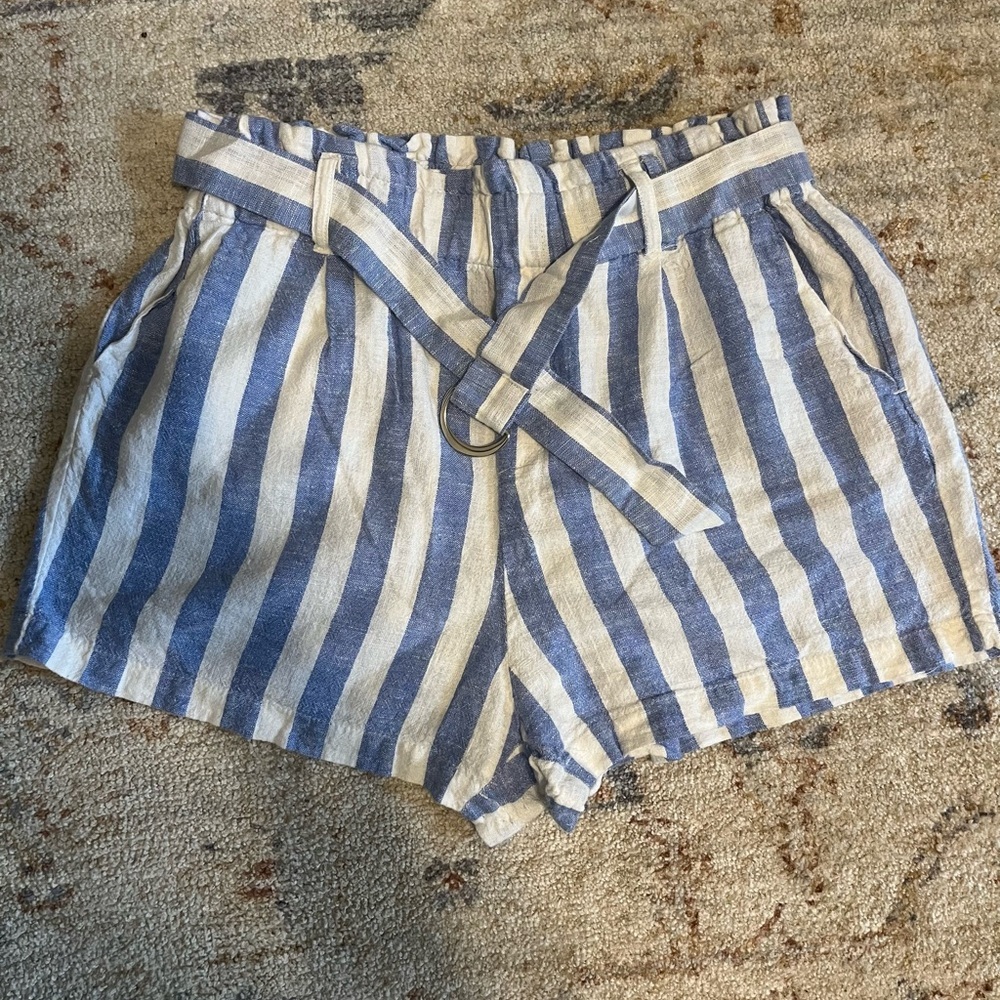 Love Tree High Waist Blue and White Striped Shorts